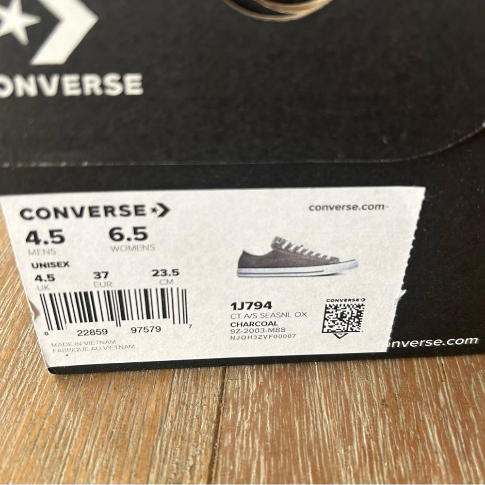 NEW! Converse Chuck Taylor women's 6.5 All star Sneakers Charcoal Gray Grey - Picture 5 of 5